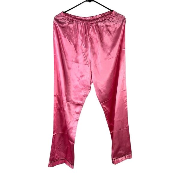 New Vintage Longevity Pink Satin Chinese Pajama Set Large Embroidered - Picture 13 of 16